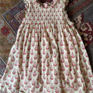Pink Chicken Kids Dress with Pink and Cream Floral Design